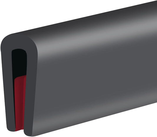 Rubber Edge Trim, Self-Adhesive Rubber Edge Trim, Edge Protector for Sheet Metal, EPDM Material, Fit 1/16"(1.6mm), Length 20Ft, Black Color,