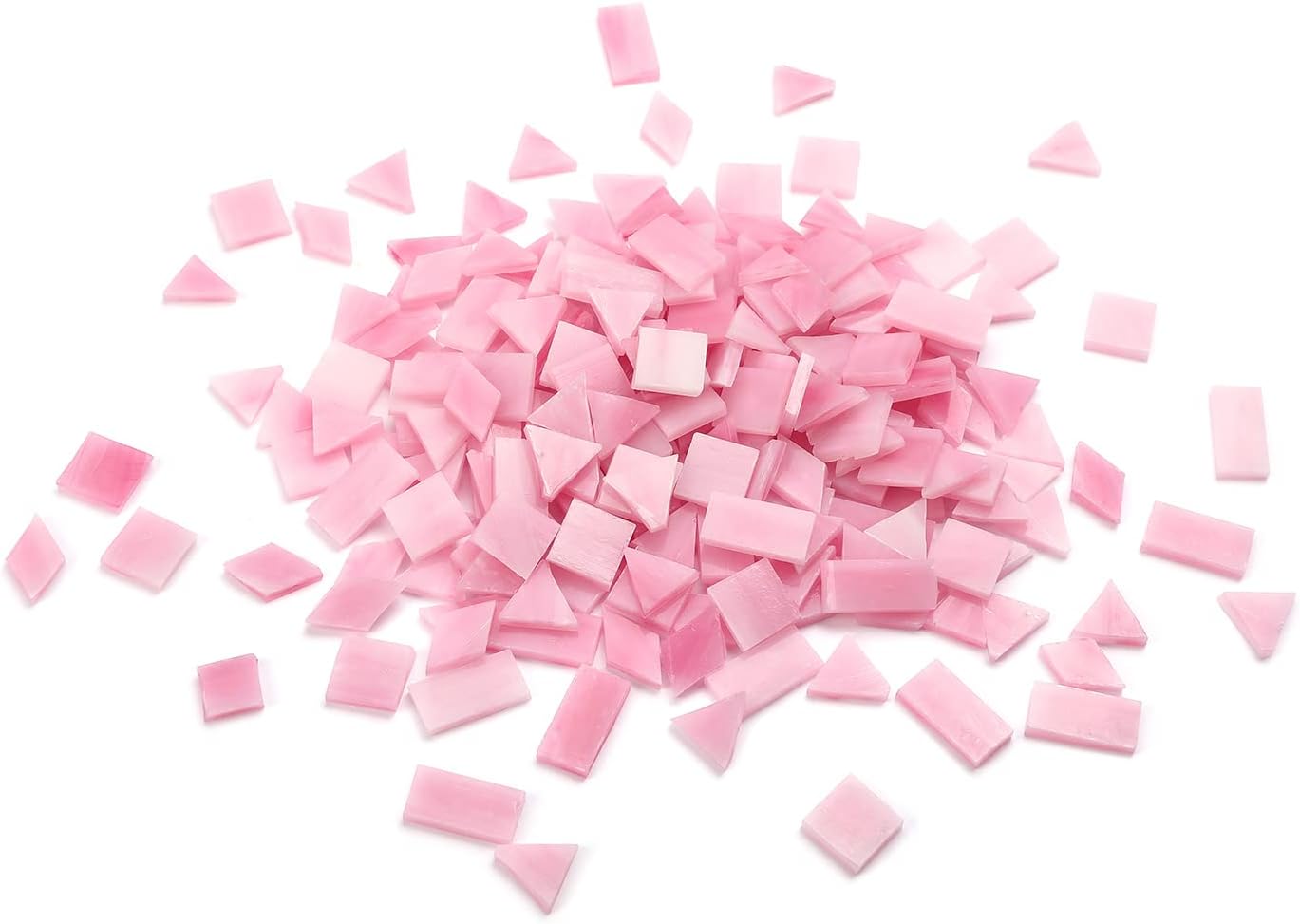 Lanyani 200 Mixed Color Glass Mosaic Tiles - 4 Shapes, Tiffany Stained Glass Pieces for Crafts, Pink