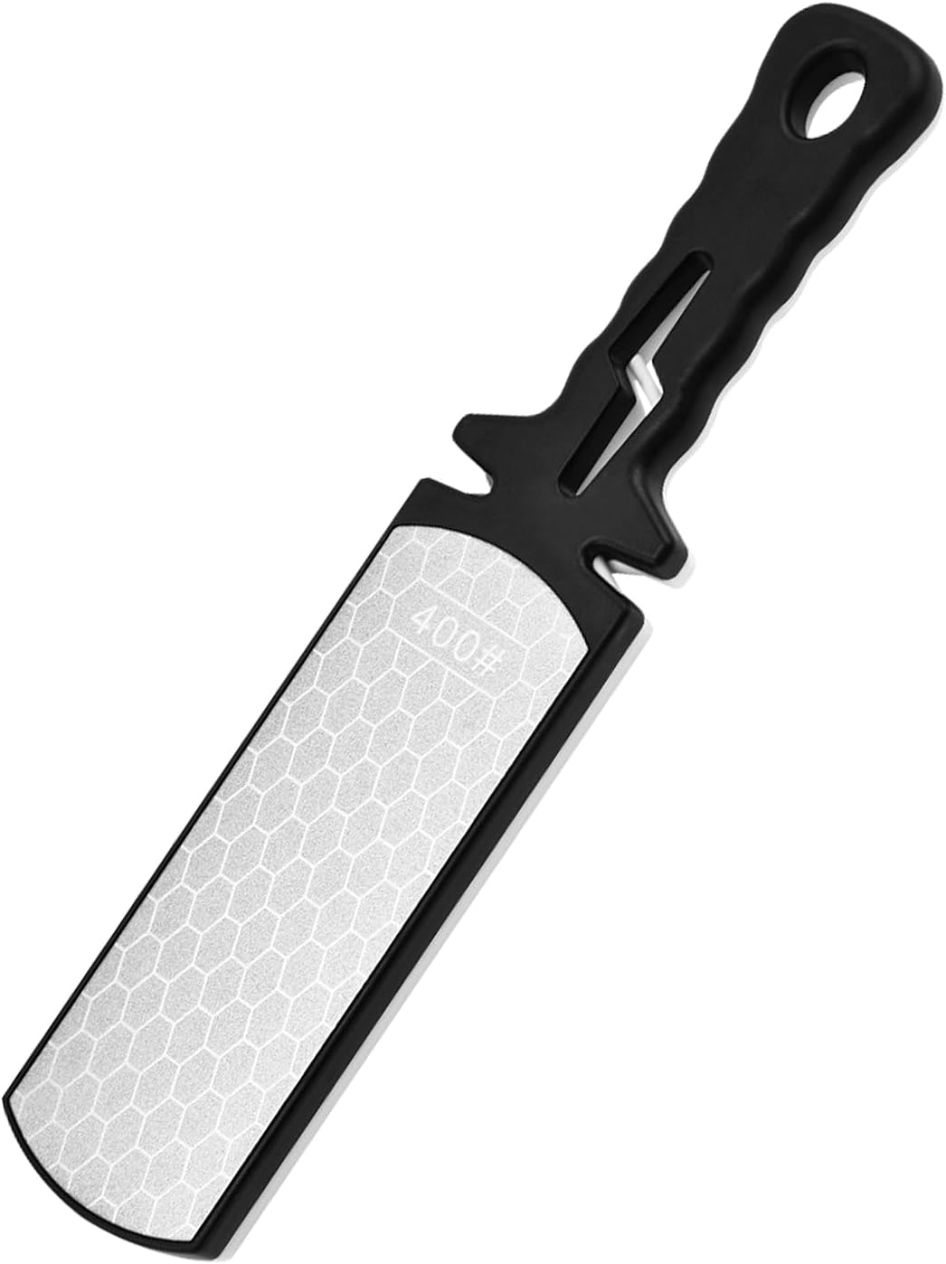 Diamond Sharpening Stone,400/1000 Grit Handheld Double-Sided Diamond Sharpener 5 in 1 Honeycomb Surface Knife Sharpener Plate Whetstone with Ceramic & Tungsten Steel Scissor Slot,White