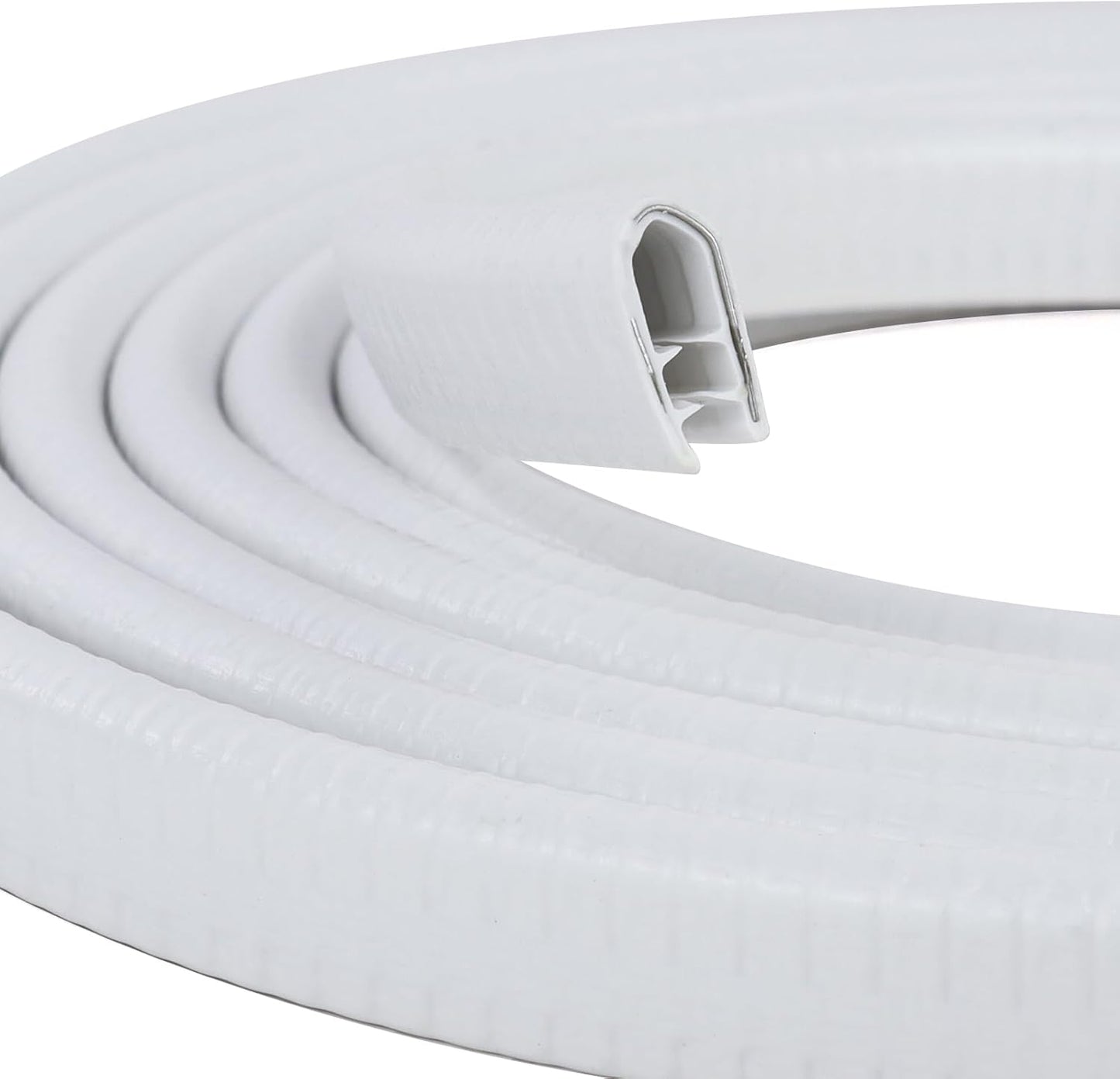 Rubber Edge Trim, U Channel Edge Trim with Metal Clips Edge Guard Protector, PVC Rubber Seal Strip for Sheet Metal, Car Doors, Hatches, Table Corners, Fit 3/64" to 1/4"(1.2mm-6.4mm), 10Ft, White