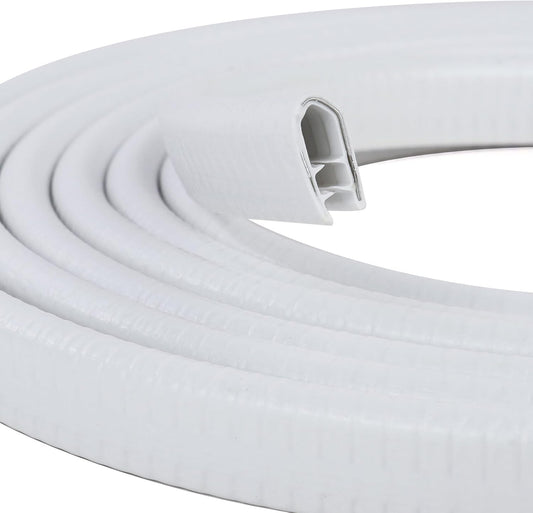 Rubber Edge Trim, U Channel Edge Trim with Metal Clips Edge Guard Protector, PVC Rubber Seal Strip for Sheet Metal, Car Doors, Hatches, Table Corners, Fit 3/64" to 1/4"(1.2mm-6.4mm), 10Ft, White