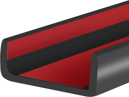 Rubber Edge Trim, Self-Adhesive U Channel Edge Protector for Interior Door Side, Woods, Flexible U Shaped Peel and Stick Edge Banding, Furniture Corner Guard, Fit 1-3/8"(35mm), 20Ft, Black