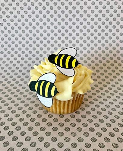 Sugar Robot - Edible Bees for cake decorations - Small Size - Edible bumblebee cake decorations - Premium Crafted - Made in the USA Cake -Set of 24 (Bumble Bees)