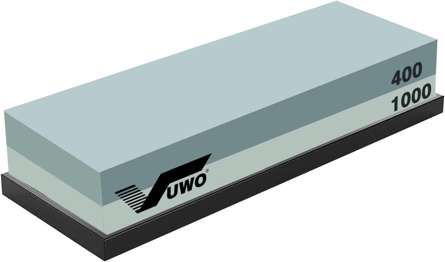 Knife Sharpening Stone Kit- Professional Knife Sharpener Wet Stone Dual Sided 400/1000 Grit with Non-slip Rubber Base Whetstone for Kitchen