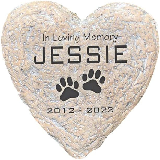 GiftsForYouNow Engraved in Loving Memory Pet Memorial Garden Stone, 8.5 Inch Heart-Shaped, Durable, Waterproof, Temporary Grave Marker, Dog Tombstone