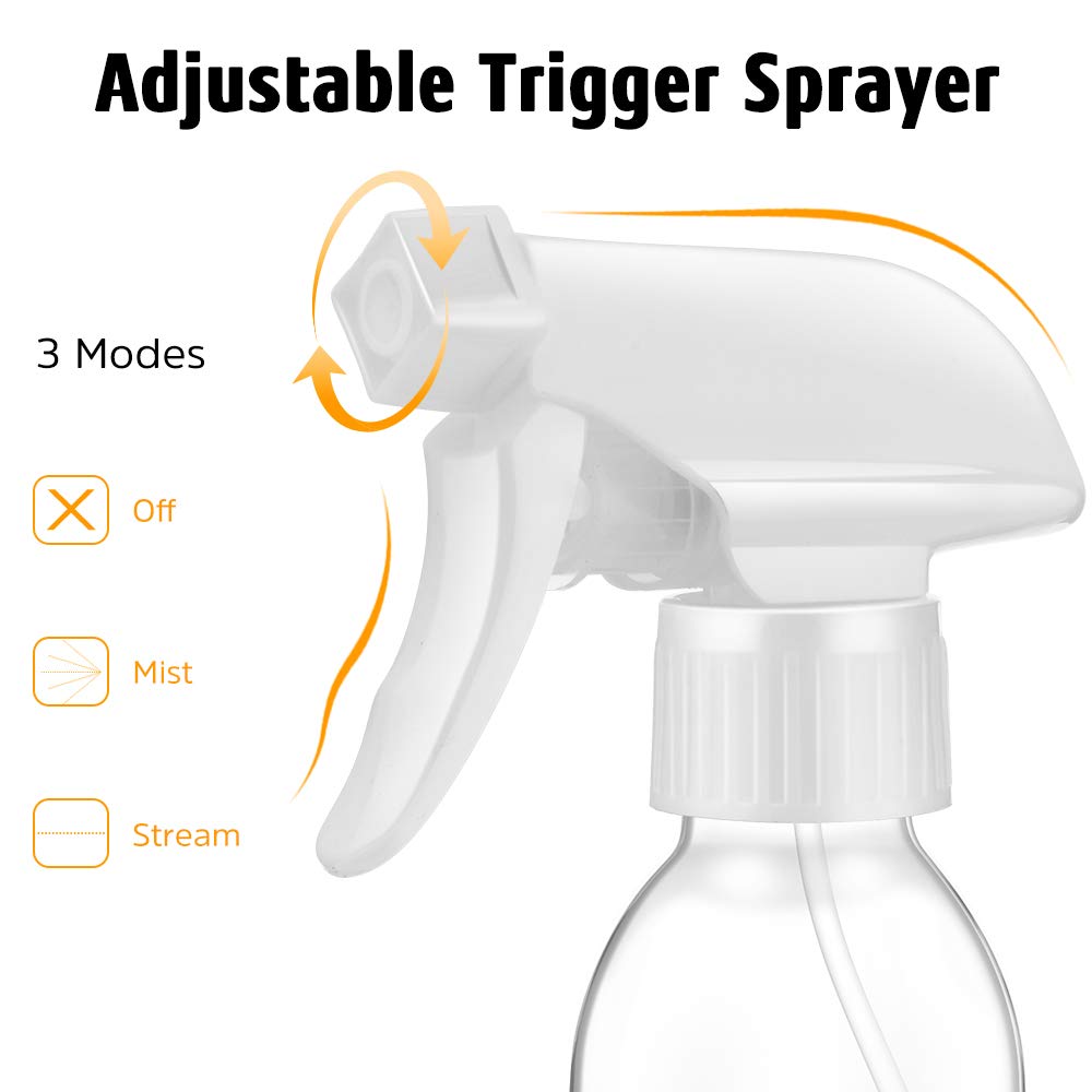 Tecohouse Glass Spray Bottles 4 OZ, Empty Small Spray Bottles 2 Pack for Essential Oils, Cleaning Solutions, Plants, Hair Mister, withDurable Nozzle, Labels, Funnel, Pipettes Clear