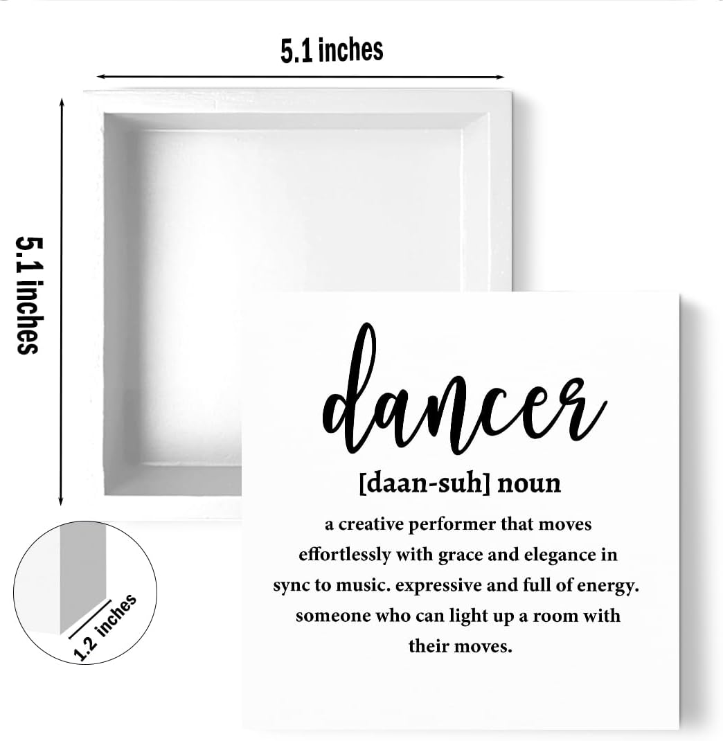 Dancer Gifts Wooden Box Sign, Dance Stuff Definition Quotes Wooden Signs, Best Gifts for Dancers Men Women, Positive Decor for Farmhouse Home Dance Studio Desk Shelf Tabletop 5 X 5 Inches