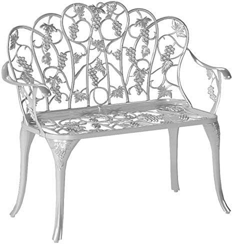 Plow & Hearth Weatherproof Grapevine Outdoor Bench | Holds Up to 300 lbs | Garden Patio Porch Park Deck | Metal | White