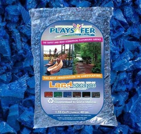 Playsafer Rubber Mulch Nuggets Protective Flooring for Playgrounds, Swing-Sets, Play Areas, and Landscaping (400 LBS - 16 CU. FT., Blue)