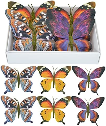 Artificial Butterfly, Silk Butterflys, Butterflies for Crafts for Floral Arrangements, 3D Butterfly Stakes Decor, Christmas Tree Decor, New Year Party Supplies