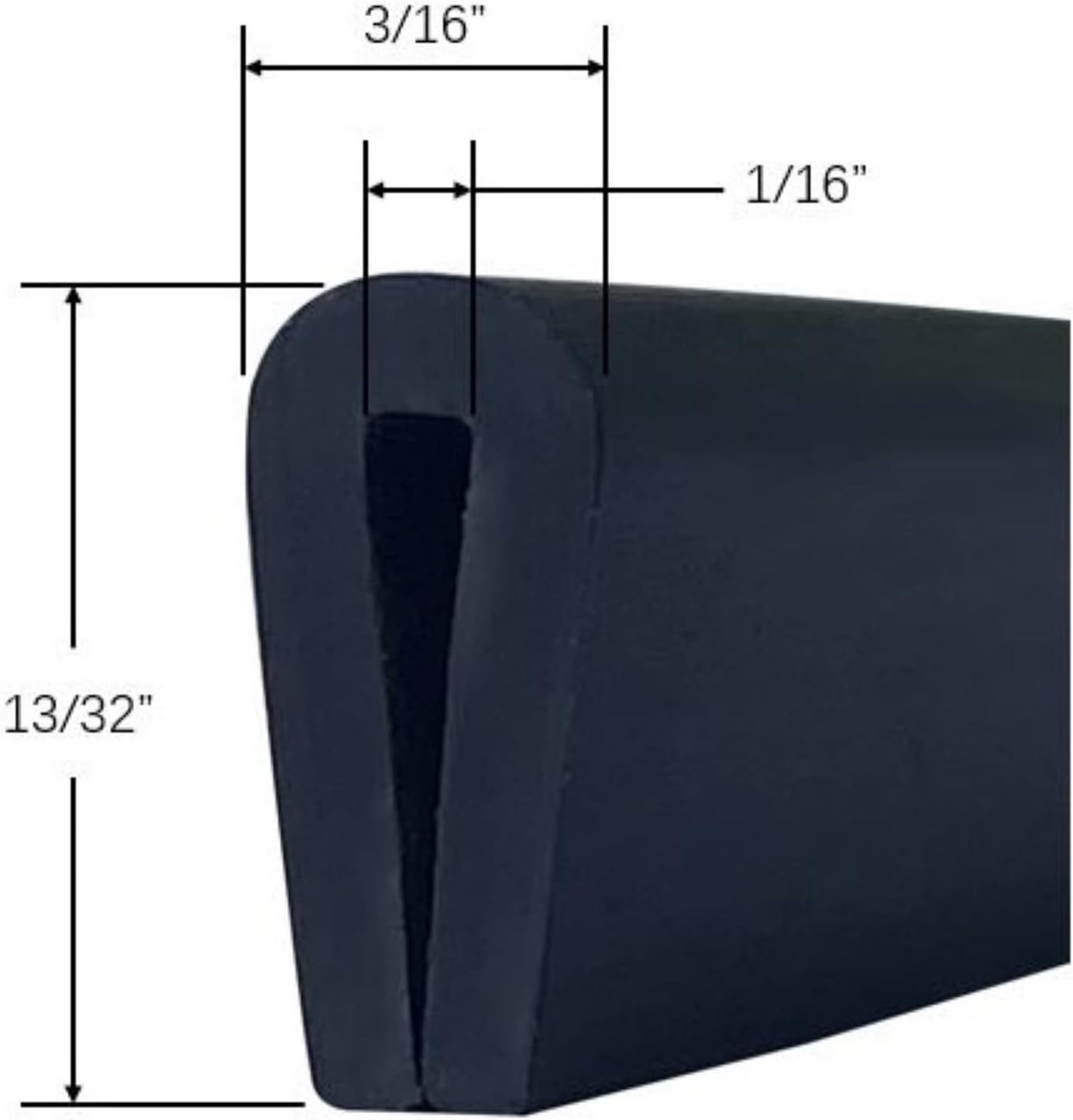 Rubber Edge Trim, 1/16" U Channel Edge Trim, EPDM Edge Protector, Length 20Ft, U Shaped Gasket, Black Color, Edge Protector for Sheet Metal