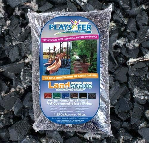 Playsafer Rubber Mulch Nuggets Protective Flooring for Playgrounds, Swing-Sets, Play Areas, and Landscaping (2,000 LBS - 77 CU. FT, Natural Black (Unpainted))