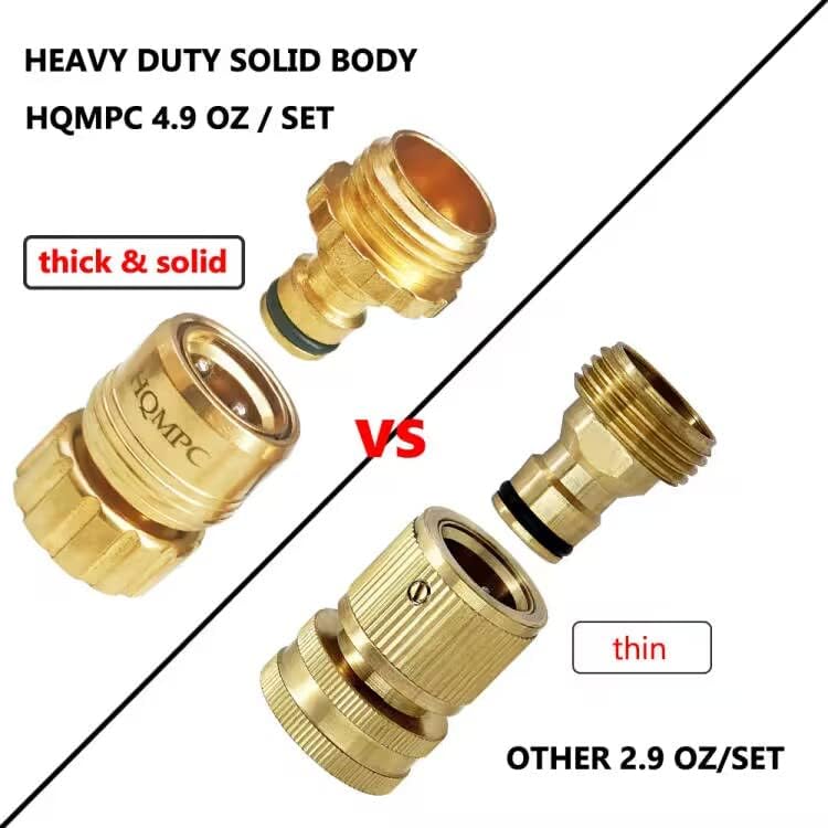 HQMPC No Pb Garden Hose Quick Connect Brass Hose Quick Connect Hose Quick Connect Fittings Water Hose Connectors 3/4" GHT (2 SETS)