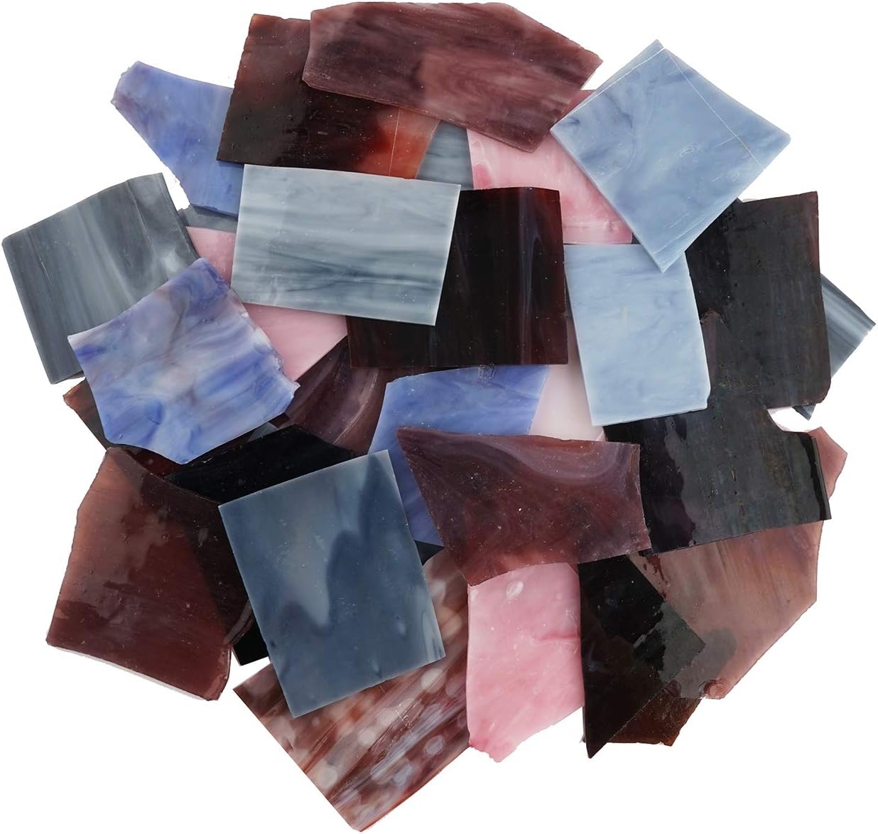 Lanyani Stained Glass Scrap Pieces Sheets, Glass Mosaic Tiles for Crafts, 35oz Value Pack,Assorted Colors and Textures