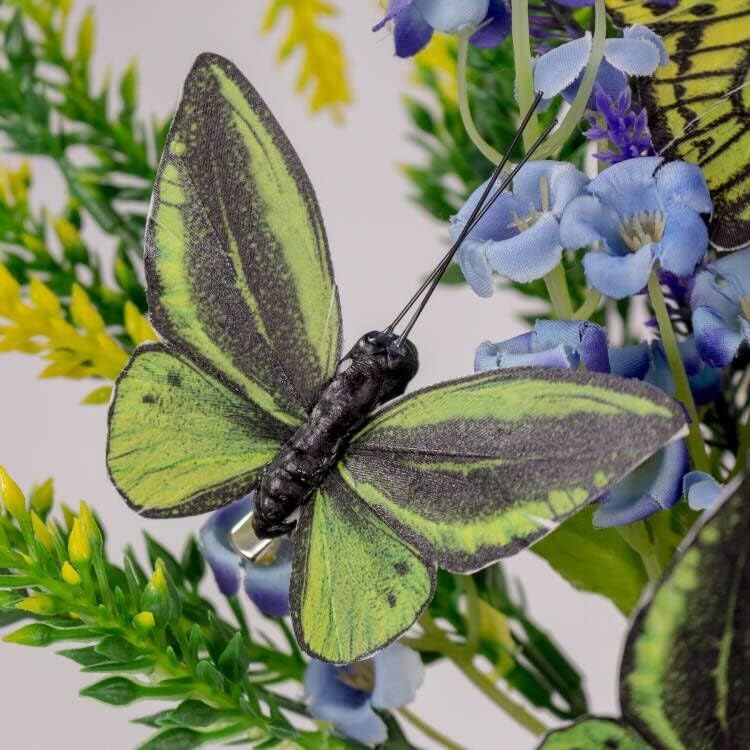 Berfutall- Feather Butterfly Decorations Set of 6 Vibrant Multi Colored Craft Butterflies on Clip .Party Spring Home Decor Floral Pics.St.Patrick'sDay