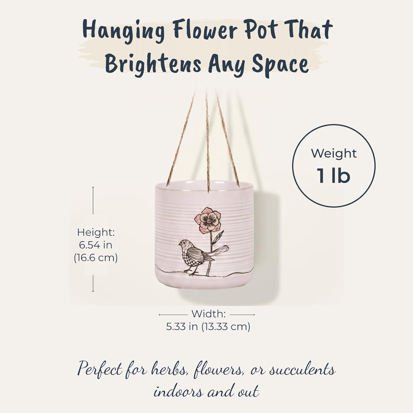 Hanging Amarosa 6.5" Flower Pot, Multi Color