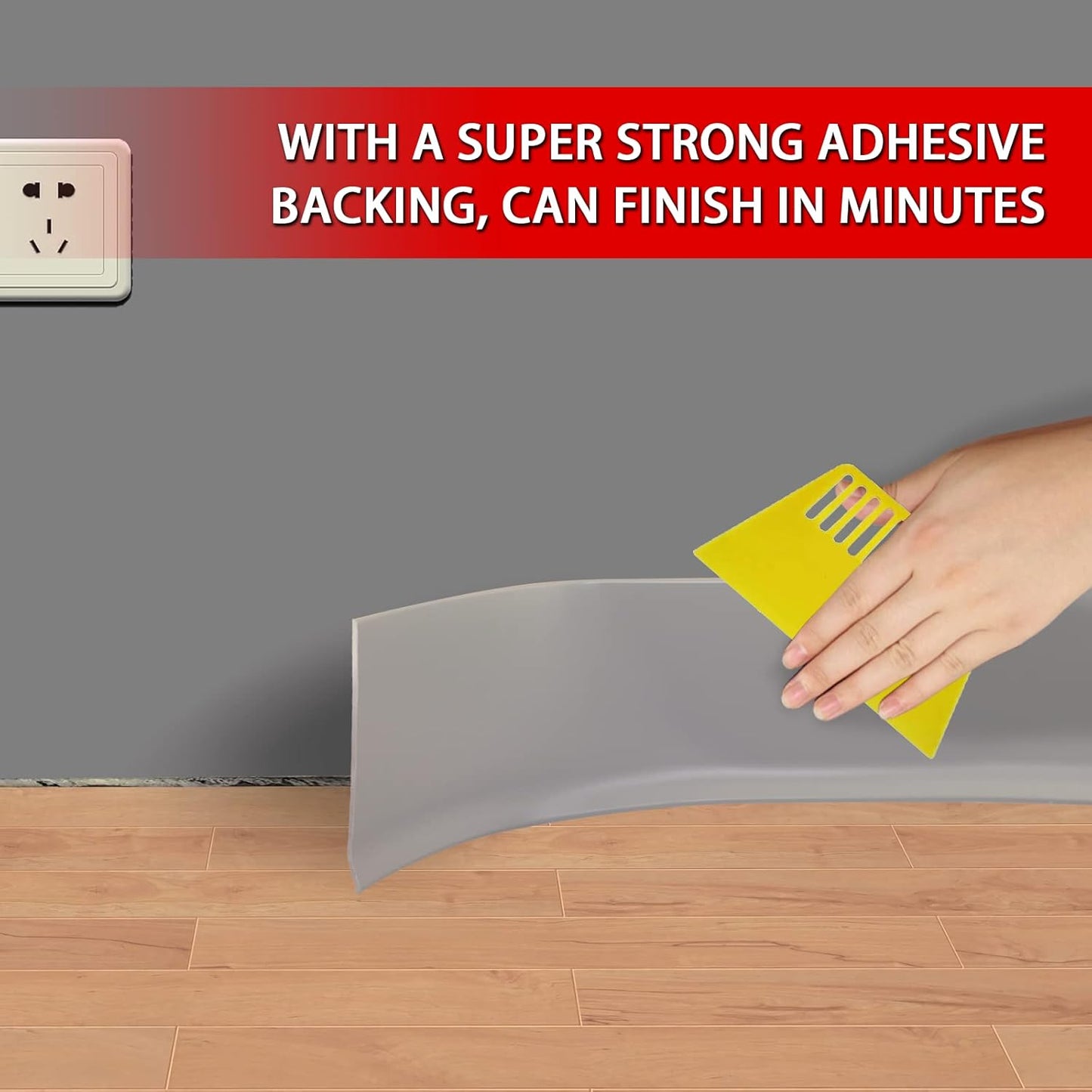 Vinyl Wall Base Baseboard Molding Trim 6" Flexible Self Adhesive Rubber Wall Base Moulding Trim Peel and Stick Design, 6 Inch x 20 Feet, Gray