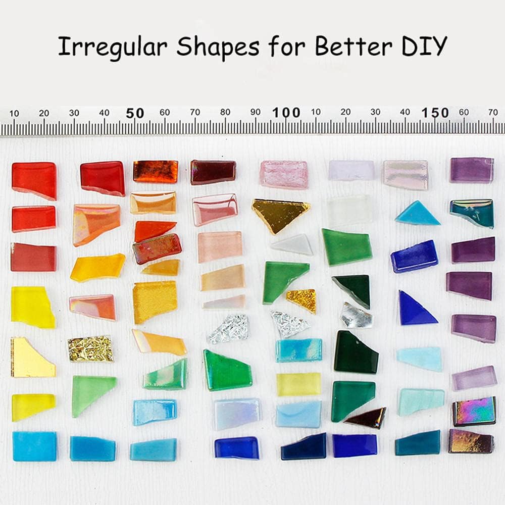 1.1lb Irregular Crystal Mosaic Tiles,Small Mosaic Tile DIY Hobbies Children Handmade Crystal Craft for Crafts Bulk DIY Picture Frames Handmade Jewelry Coaster (Blue Series)