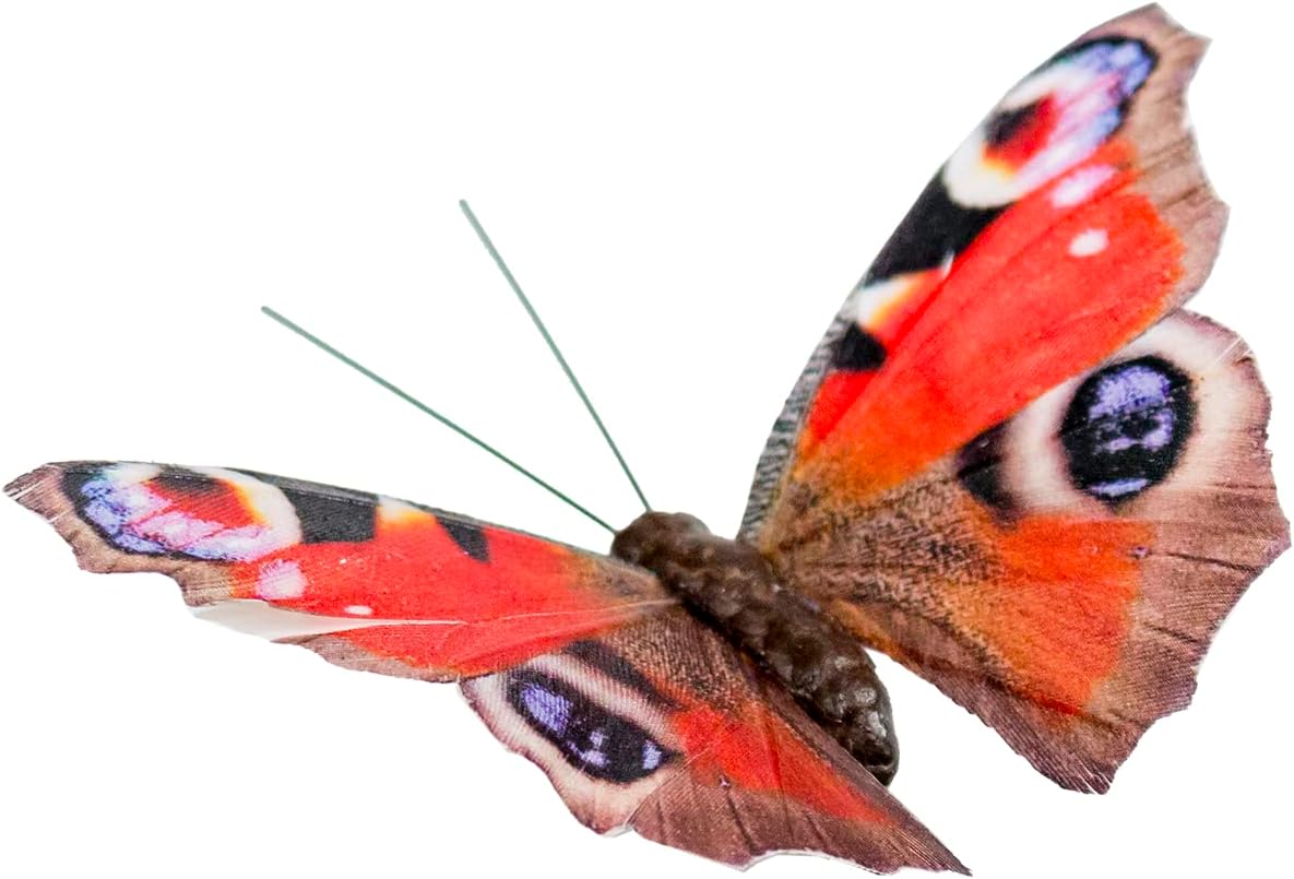 Berfutall-Inachis io Feather Fake Butterfly Decorations Set of 12 pcs with Clip Home and Party Decor Butterflies for Crafts…