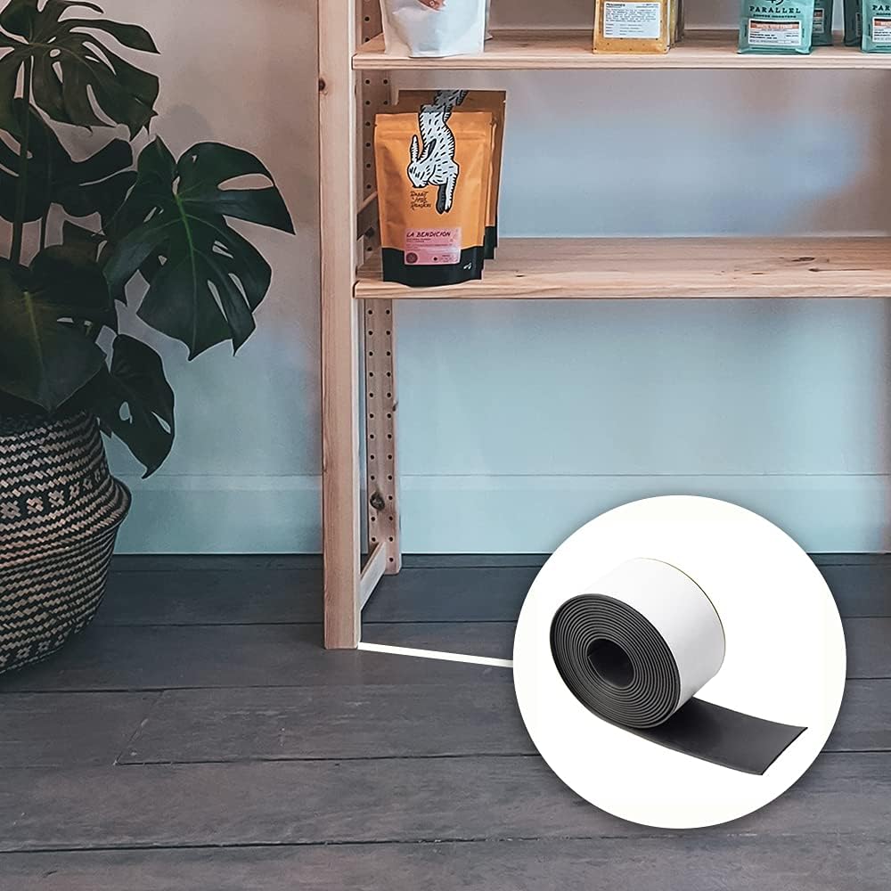 DOBTIM Neoprene Rubber Strips Self Adhesive 3/16 (.187)" Thick X 1" Wide X 10'Long, Solid Rubber Sheets, Rolls & Strips for Gaskets DIY, Supports, Bumpers, Abrasion