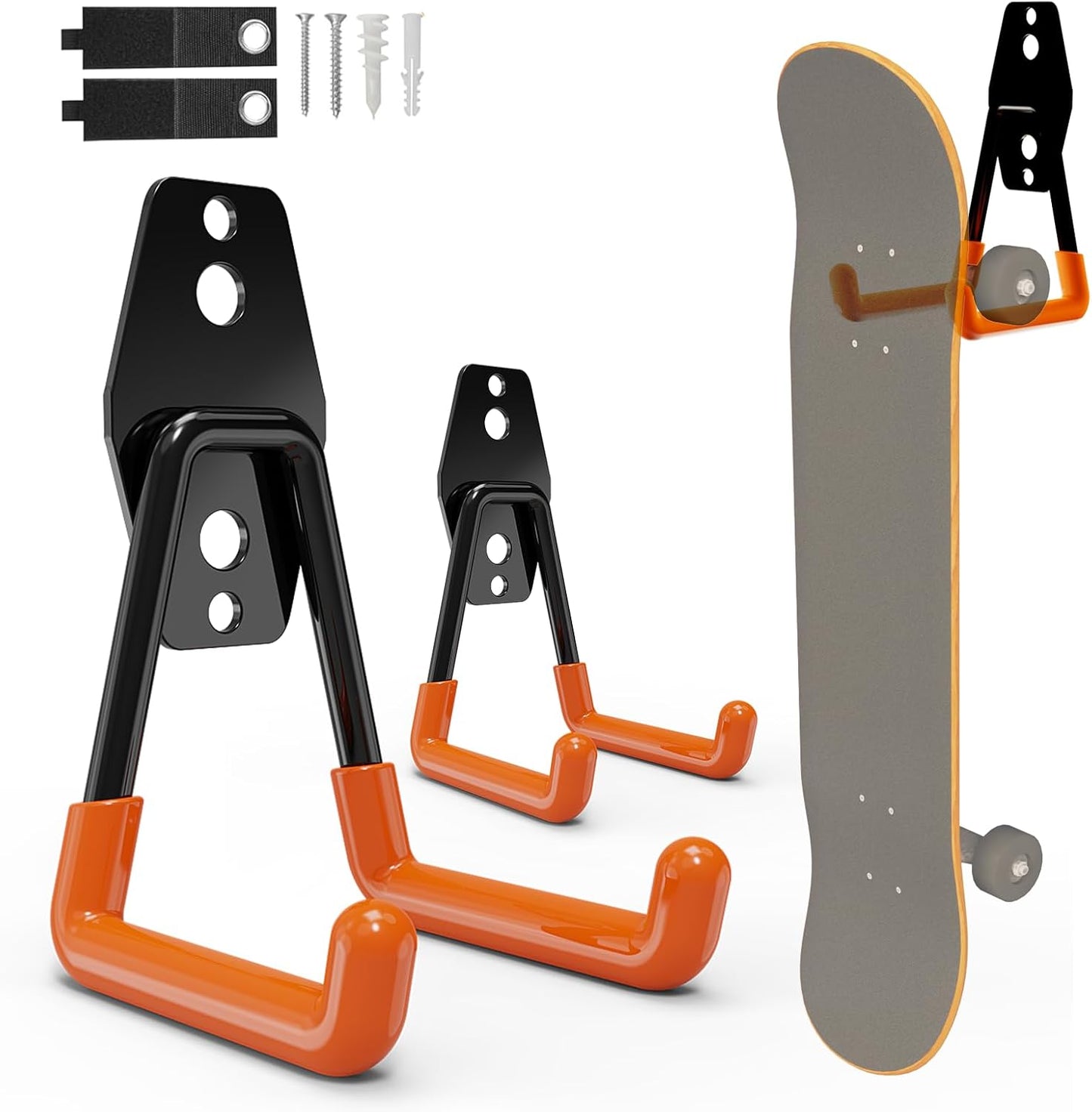 Skateboard Hooks 2-Pack Small Utility Heavy Duty Holder Garage Storage Wall Mount for Stroller Tennis Garden Tool Household Warehouse Shed
