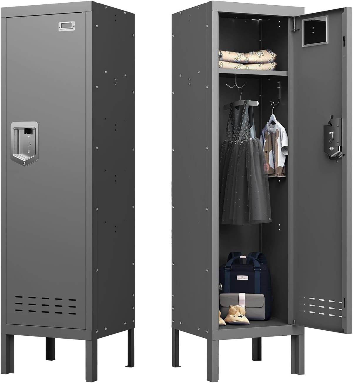 Metal Cabinet Home Office Storage,Lockers,Lockable Employees Metal Locker with Door,54" Height Steel Locker,Lockable Steel Locker for Gym,School,Home,Office,Garage,Assembly Required