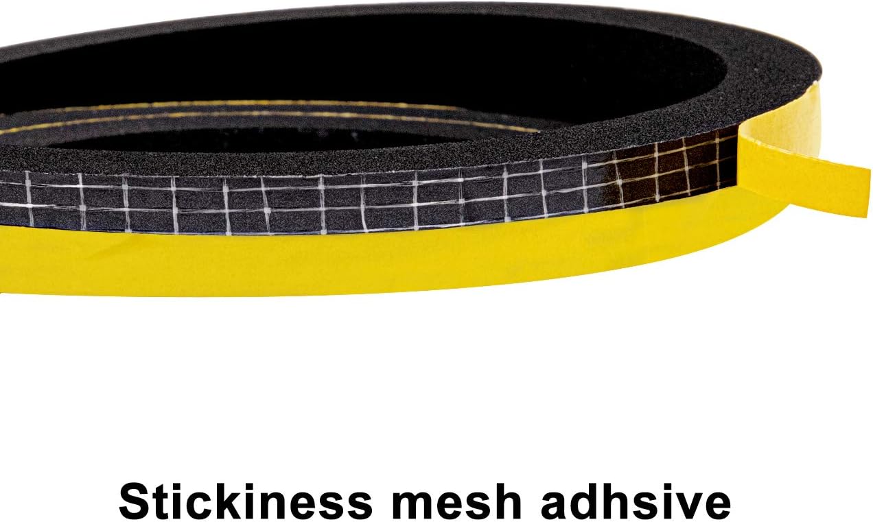 Foam Weather Stripping for Doors and Windows 1/2 inch W x 1/8 inch T, Adhesive Weather Strip Seal Tape (Total 49.5 Ft Length, 3 Rolls of 16.5 Ft Each)