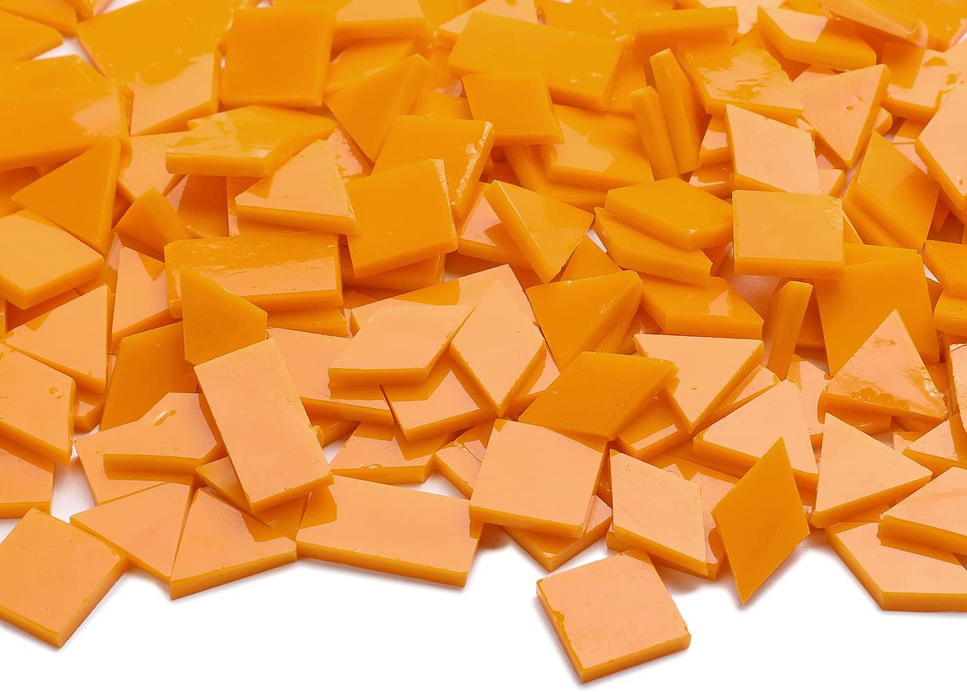 Lanyani Glass Mosaic Tiles for Art Crafts, 4 Shapes Mixed Tiffany Stained Glass Pieces, 200 Pieces, Square/Rectangle/Diamond/Triangle,Orange