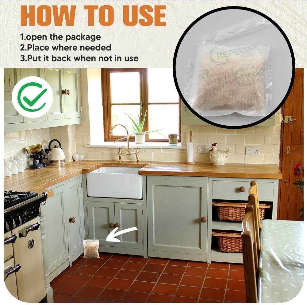 Pest Repellent, Mouse Repellent, Rodent Repellent for Indoor/Outdoor, Natural Rat Repellent for House, Keep Mice, Roach, Ant and Spider Away from Home, Protects 120 sq ft - 8P