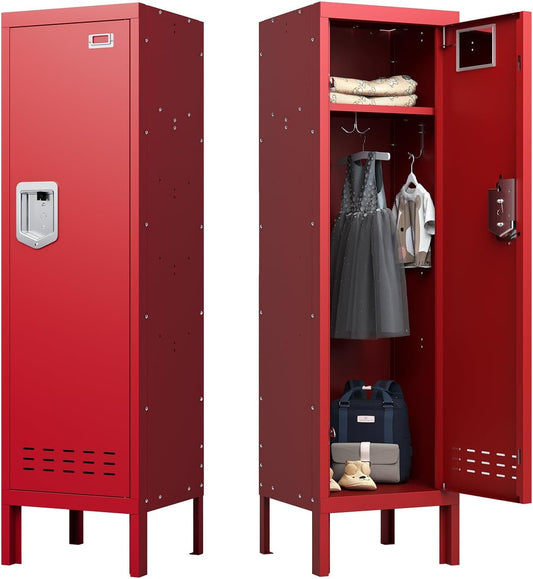 Metal Cabinet Home Office Storage, Lockable Steel Locker with Door, 54" Height, Multi-Purpose for Home, Office, Gym, School, Garage