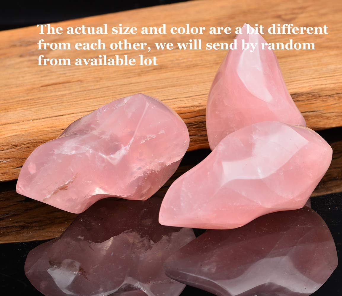 AMOYSTONE Big Rose Quartz Flame Standing Healing Crystal Tower Energy Meditation Crystal Decoration for Home Witchcraft 0.6-1.0LB