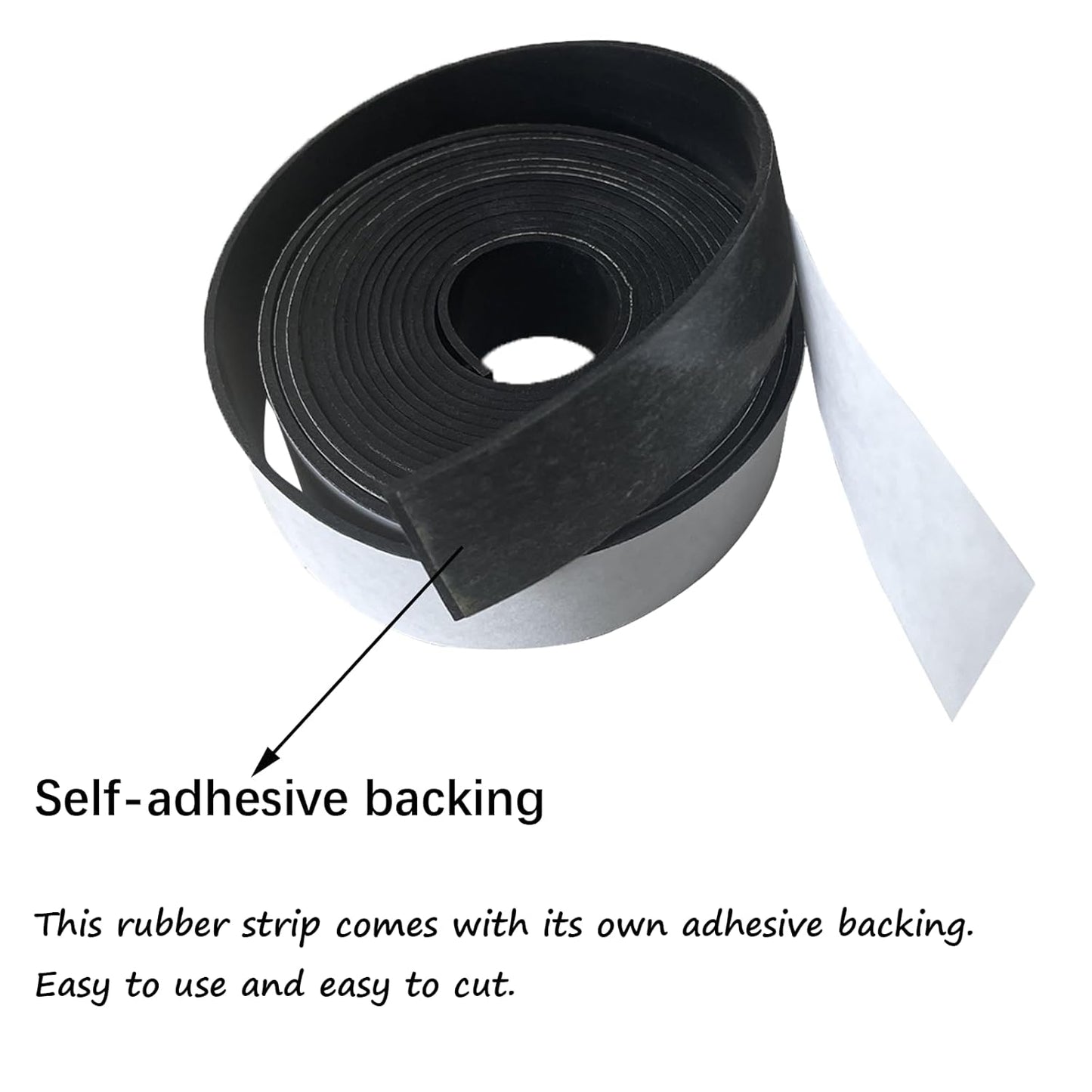 Solid Rubber Sheet with Adhesive 1/16 (.062)" Thick X 1" Wide X 10'Long, Solid Rubber Strips Rolls Self Adhesive for Gasket, Protection (1" X10'X1/16)