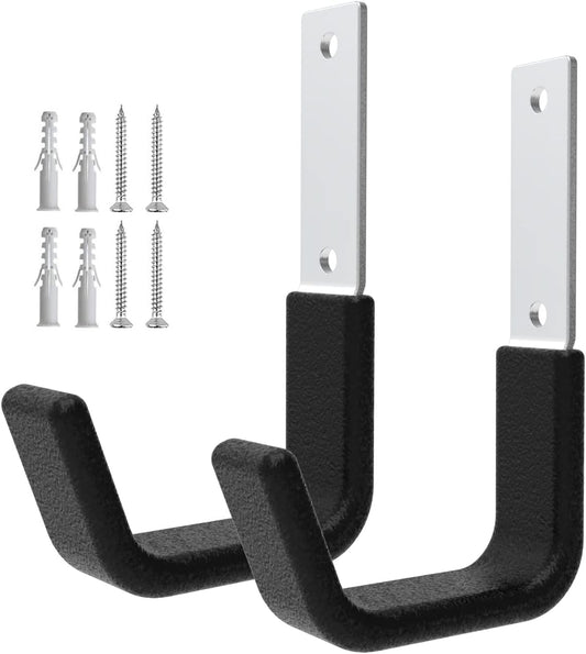 Heavy Duty Garage Utility Hooks - Wall Mount Multi-Use Storage Hooks for Hose, Bike, Chainsaw, Leaf Blower, Ladder Hanger (2 Small)