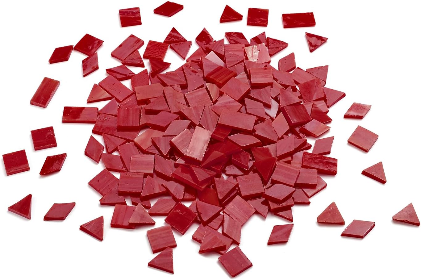 Lanyani 200 Pieces Glass Mosaic Tiles for Crafts,4 Shapes Mixed Colorful Tiffany Stained Glass Pieces,Square/Rectangle/Diamond/Triangle,Dark Red