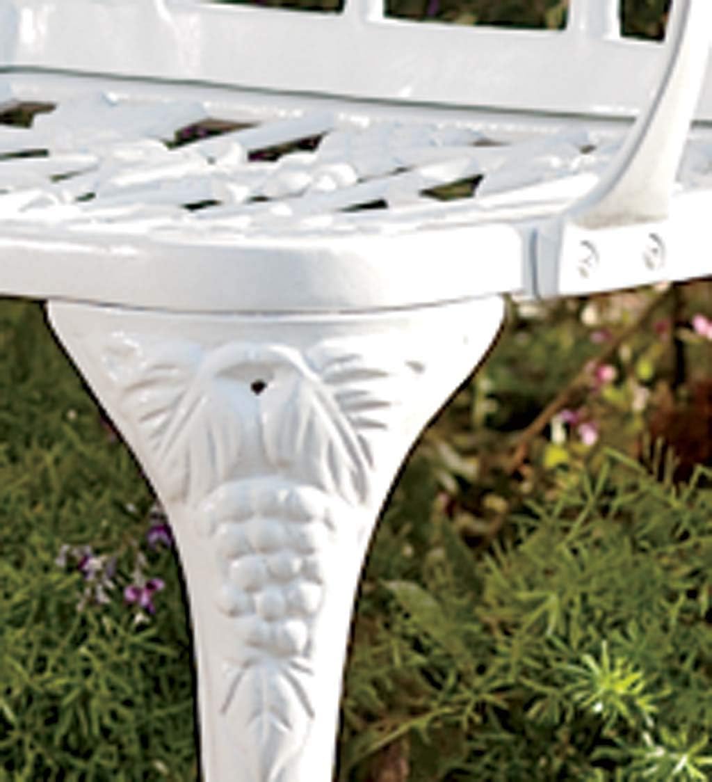 Plow & Hearth Weatherproof Grapevine Outdoor Bench | Holds Up to 300 lbs | Garden Patio Porch Park Deck | Metal | White