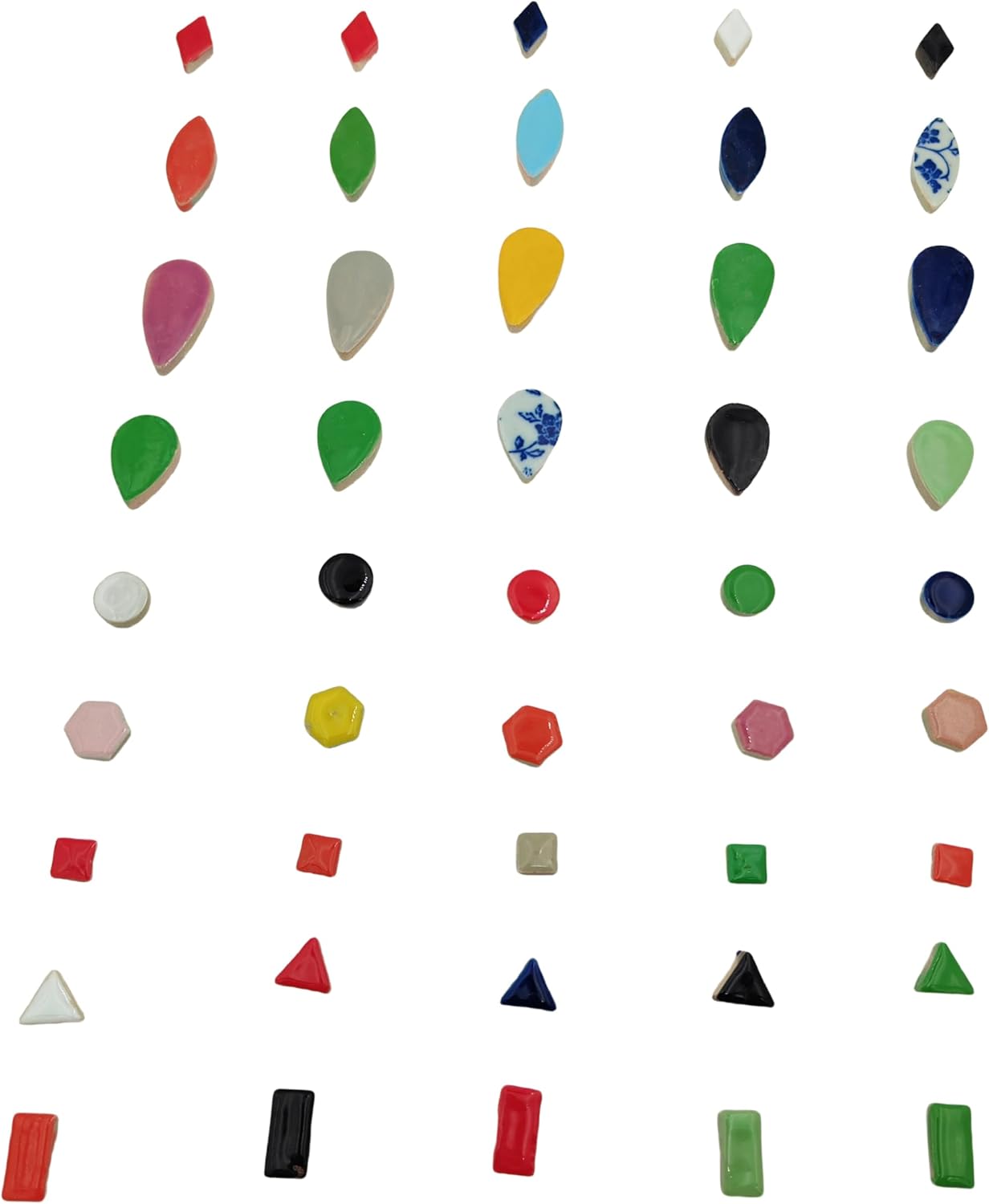 500g/1.1lb Random Color Irregular Ceramics Mosaic Tiles,DIY Making Creative Ceramic Mosaic Tiles for DIY Craft Plates Flowerpots Vases Cups Mosaic Making Supplies (9 Shape Mix Color)