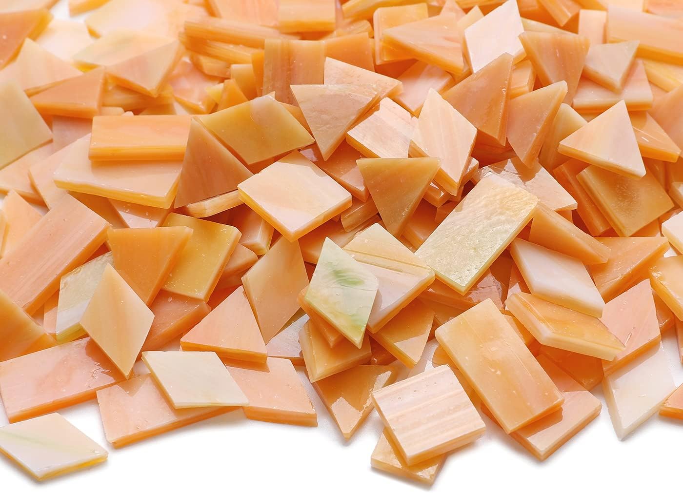 Lanyani Glass Mosaic Tiles for Art Crafts, 4 Shapes Mixed Colorful Glass Tiles Tiffany Stained Glass Pieces, 200 Pieces, Square/Rectangle/Diamond/Triangle