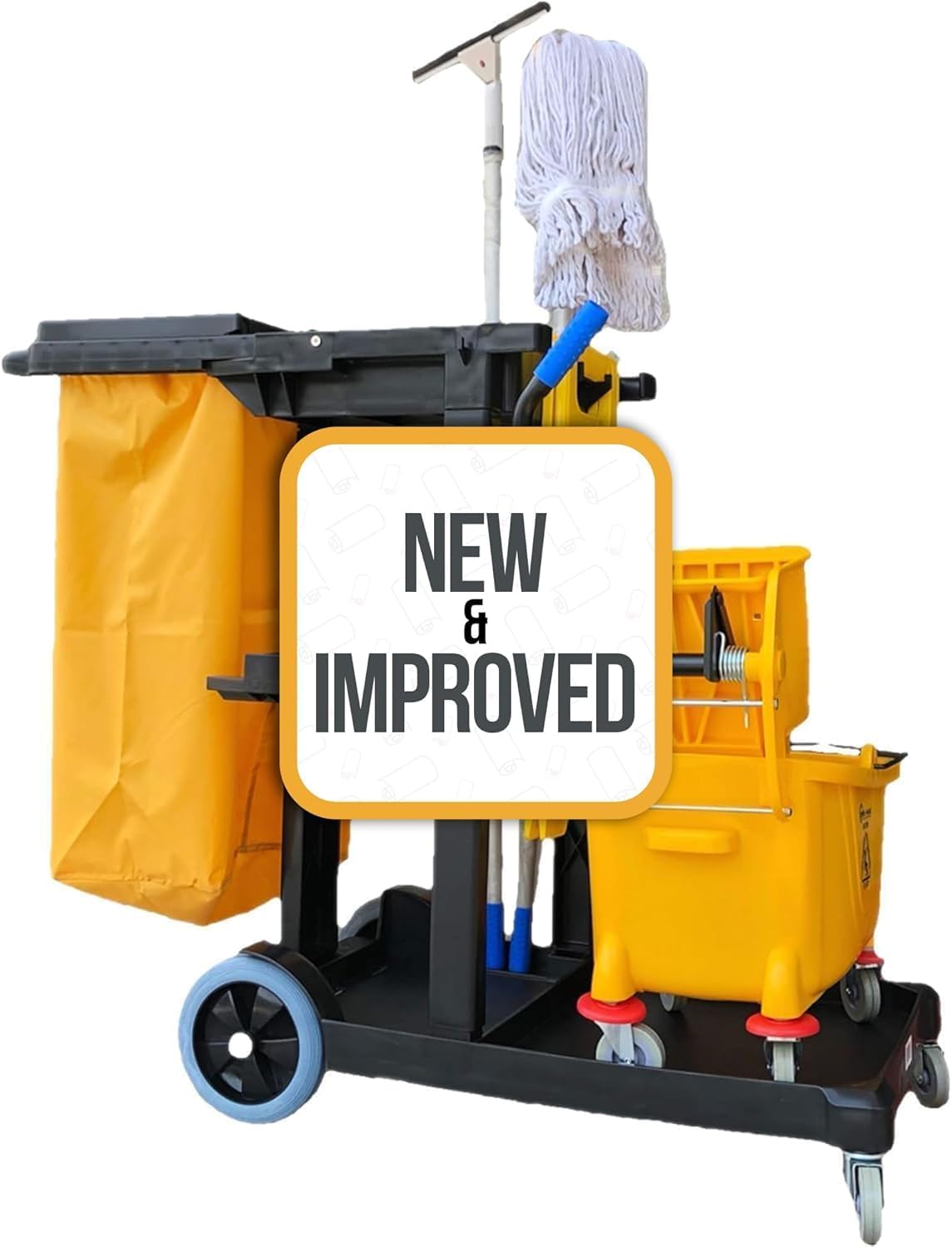 Simpli-Magic Premium Janitorial Utility Cart, Commercial, Yellow/Grey