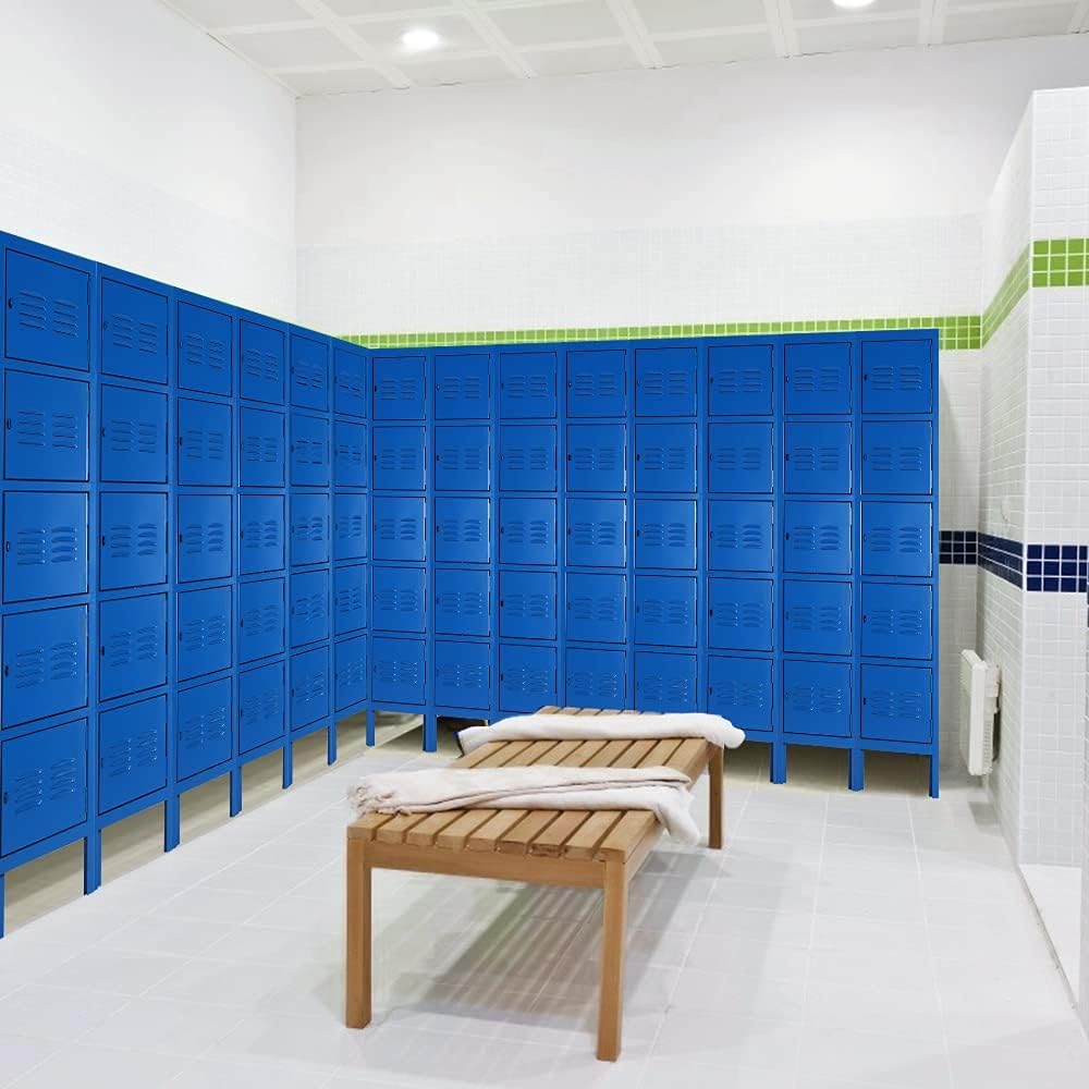 Bonusall Metal Locker for Employees, Office Storage Locker Cabinets, 5-Tier Steel Lockers for School, Gym Locker Compartment Home Office (Blue