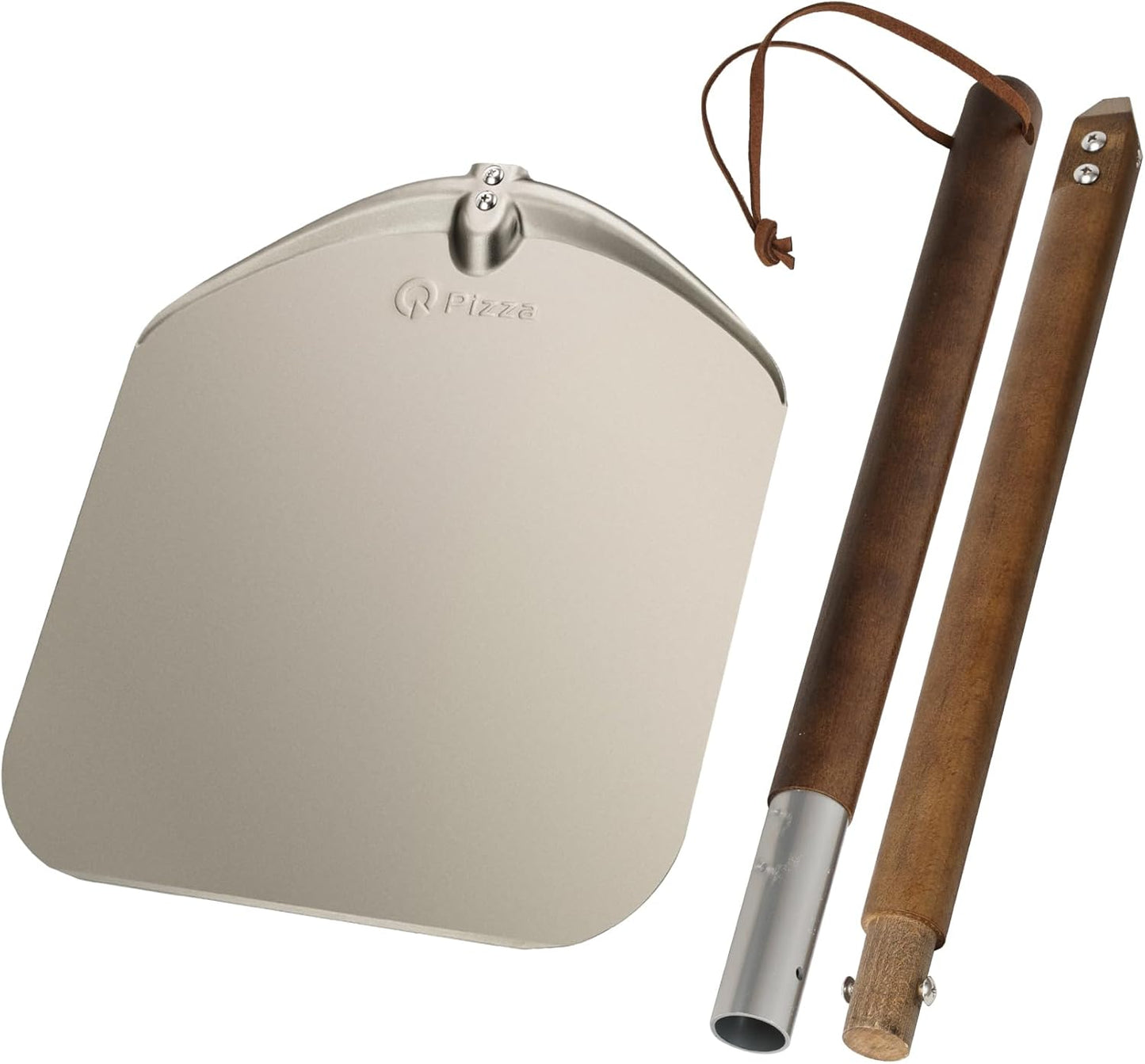 Q Pizza Aluminium 12" Pizza Peel with Long Handle, Pizza Spatula, Turning Paddle for Grill Oven, Kitchen Cooking Accessory for Baking Bread Pastry Dough Pie & Cake, PT202