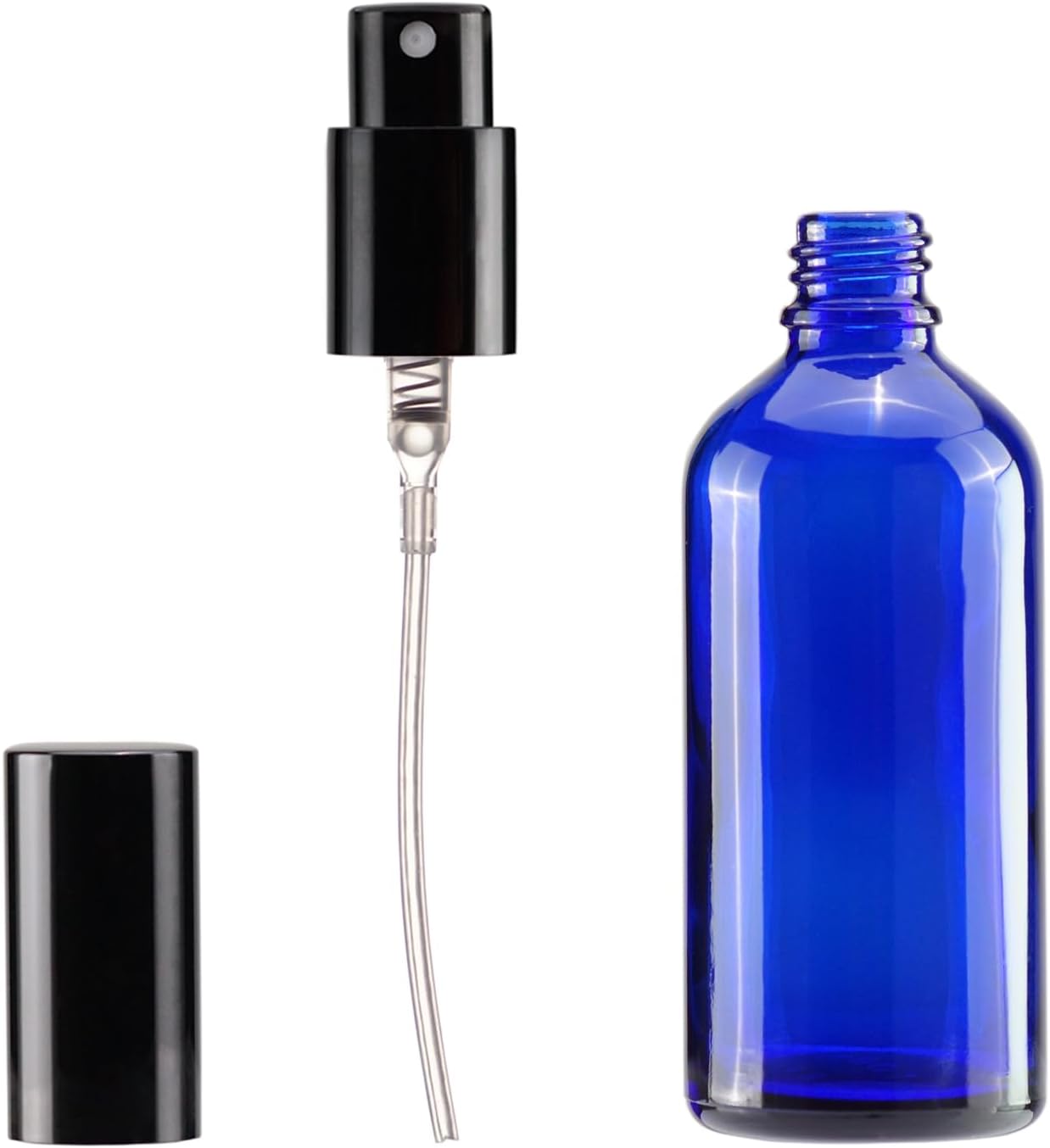 YIZHAO Blue Glass Spray Bottles 4oz, with Small Fine Mist Spray, Metal Cap, Refillable for Essential Oil,Travel,Cleaning,Perfume,Aromatherapy,Makeup – 9 Pcs