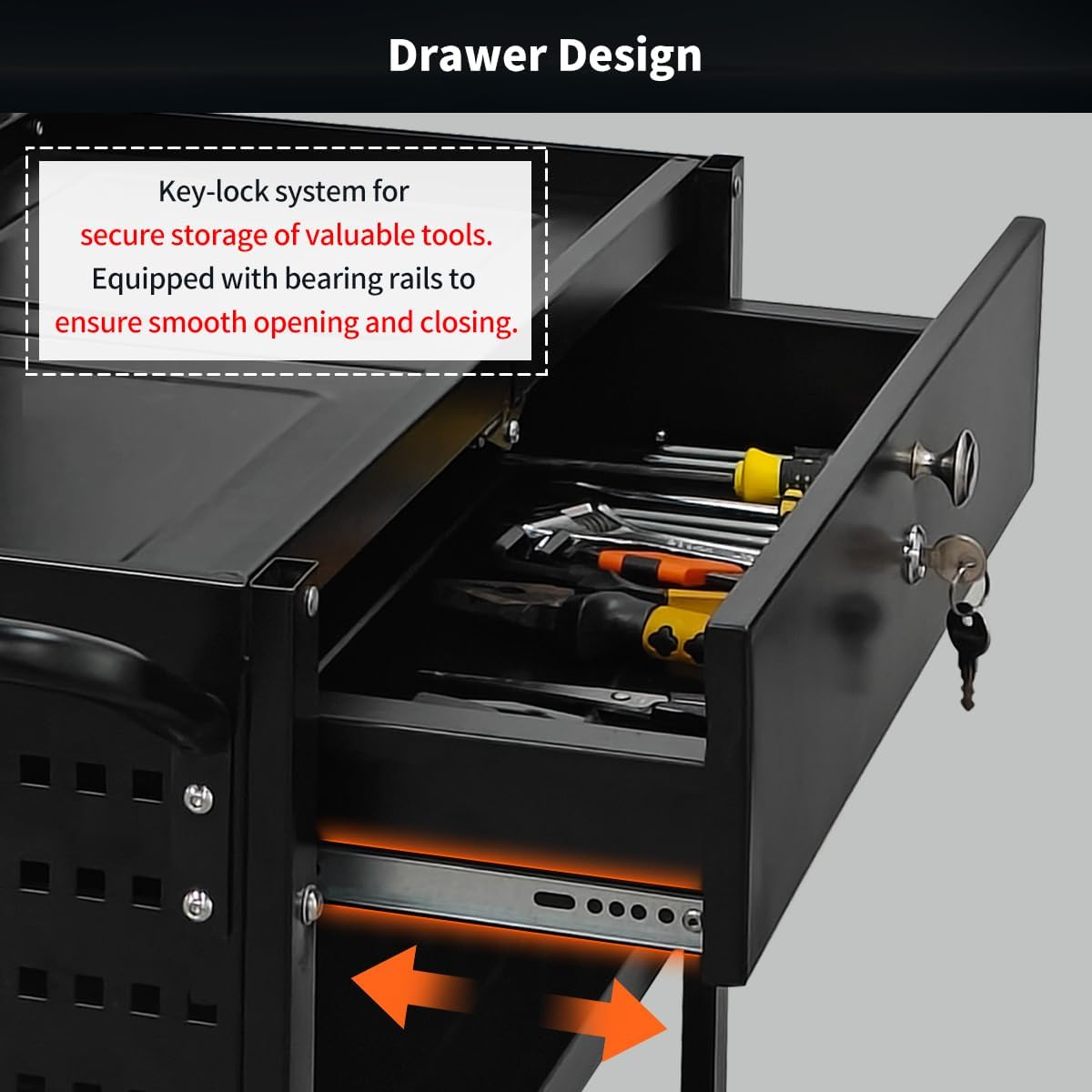 Lumizone Folding Tool Cart with Drawer and Pegboard Hooks Rolling Utility Service Cart on Wheels for Garage Organizer Foldable Power Tool Storage Heavy Duty Steel (Tool Cart with Drawer+Hooks)