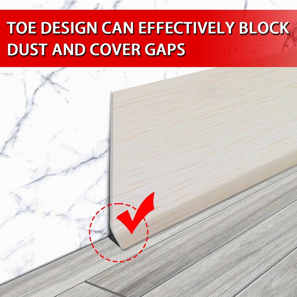 Vinyl Wall Base Baseboard Molding Trim 6" Flexible Self Adhesive Rubber Wall Base Moulding Trim Peel and Stick Design, 6 Inch x 20 Feet, Beige Wood