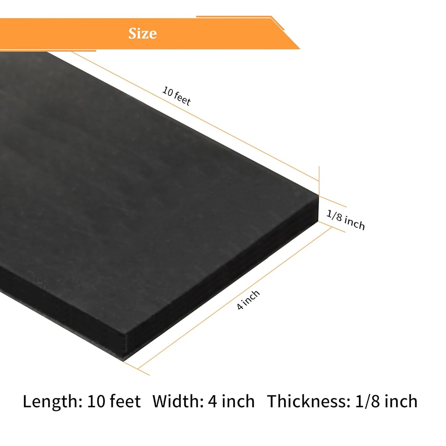 DOBTIM Solid Neoprene Rubber Strips with Adhesive Backing 1/8 (.125)" Thick x 4" Wide x 10' Long, Self Adhesive Rubber Sheets, Rolls & Strips for DIY Gaskets Crafts Pads Seals Warehouse Flooring