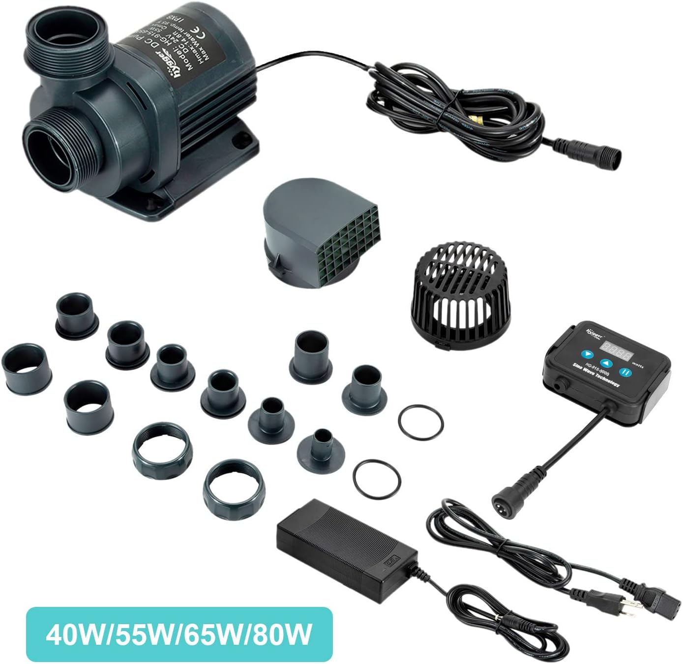 Hygger 1350GPH Quiet Submersible and External 24V Water Pump, with Controller (30%-100% Settings), Powerful Return Pump for Fish Tanks, Aquariums, Ponds, Fountains, Sump, Hydroponics (40W, 13.1ft)