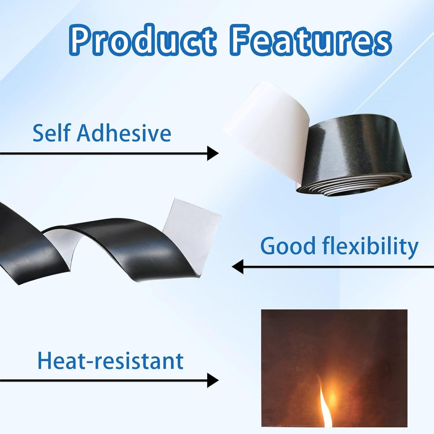 Black Adhesive Rubber Strip, 1/8 (.125)" Thick X 2" Wide X 10'Long, Solid Rubber Roll with Self Adhesive for Anti-Slip, Anti-Vibration, DIY Gaskets, Crafts, Sealing, Supports, Protection