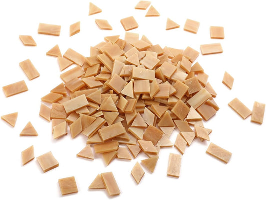 Lanyani Glass Mosaic Tiles - Mixed Colorful Tiffany Stained Glass Pieces, 200 Pieces - Square/Rectangle/Diamond/Triangle - Tan