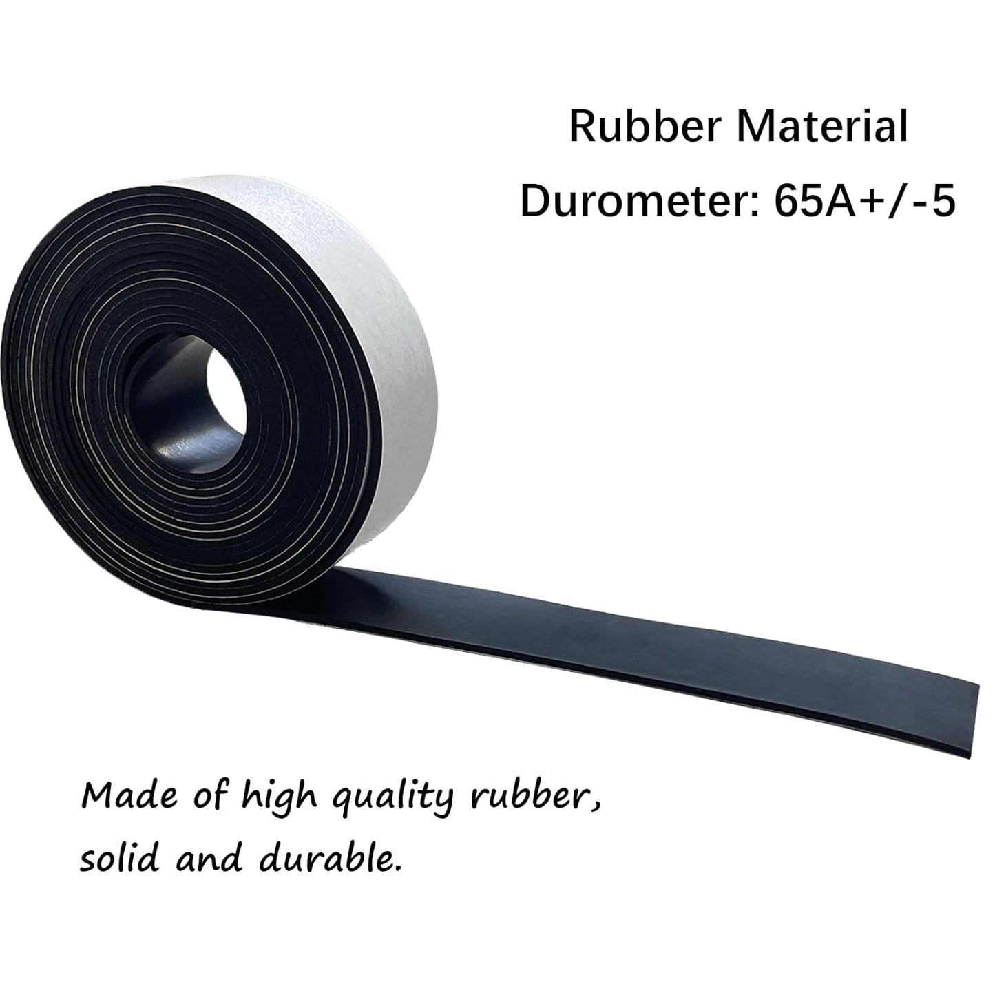Solid Rubber Sheet with Adhesive 1/16 (.062)" Thick X 1" Wide X 10'Long, Solid Rubber Strips Rolls Self Adhesive for Gasket, Protection (1" X10'X1/16)