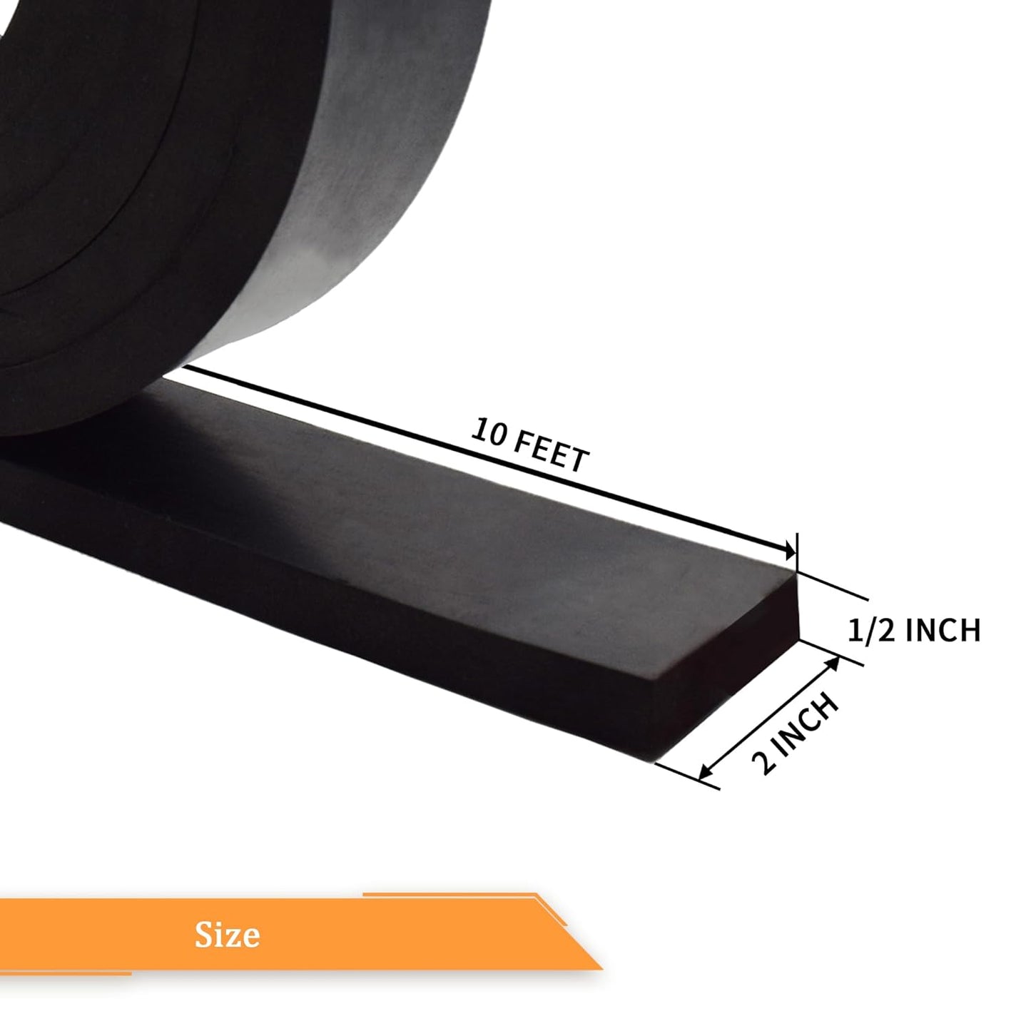 Neoprene Rubber Strips 1/2(.500)" Thick X 2" Wide X 10' Long, Solid Rubber Rolls Use for Gaskets DIY Material, Supports, Leveling, Sealing, Bumpers, Protection, Abrasion, Flooring