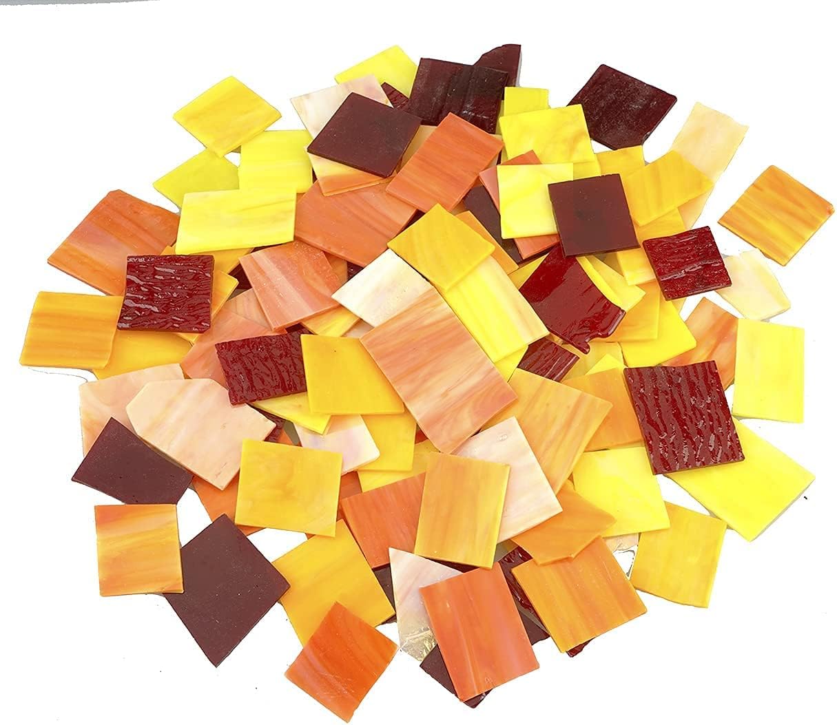 Lanyani Stained Glass Sheets Pieces, Glass Mosaics Tiles for Artwork and Crafts Art Projects, 35oz Value Pack, Flame